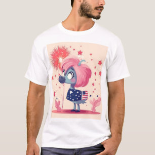Camiseta Bandera estadounidense con impresión Metalizado de