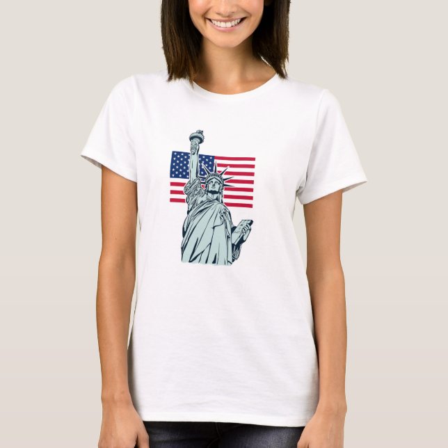 Camiseta Bandera estadounidense con la Dama de la Libertad (Anverso)