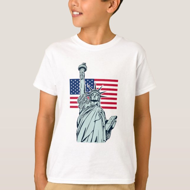 Camiseta Bandera estadounidense con la Dama de la Libertad (Anverso)
