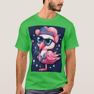 Camiseta Bandera estadounidense con Personalizado Flamingo-