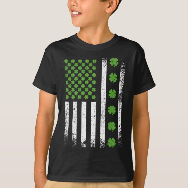 Camiseta Bandera estadounidense con shamrock Boy (Anverso)