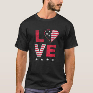 Camiseta Bandera estadounidense Corazón azul blanco rojo 4