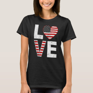 Camiseta Bandera estadounidense Corazón azul blanco rojo 4