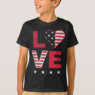 Camiseta Bandera estadounidense Corazón azul blanco rojo 4