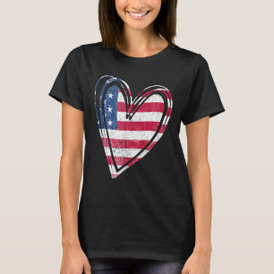 Camiseta Bandera Estadounidense Corazón Fuerzas Armadas Pat