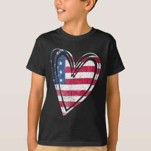 Camiseta Bandera Estadounidense Corazón Fuerzas Armadas Pat