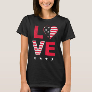 Camiseta Bandera Estadounidense Corazón Rojo Azul Blanco 4 