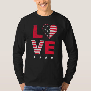 Camiseta Bandera Estadounidense Corazón Rojo Azul Blanco 4