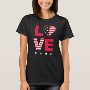 Camiseta Bandera Estadounidense Corazón Rojo Azul Blanco 4 