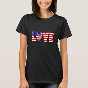 Camiseta Bandera Estadounidense Corazón Rojo Azul Blanco 4