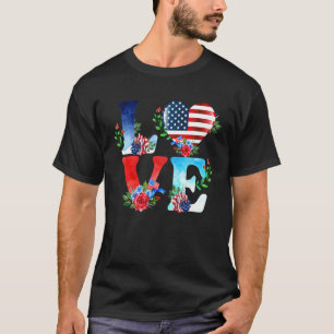 Camiseta Bandera Estadounidense Corazón Rojo Azul Blanco 4 