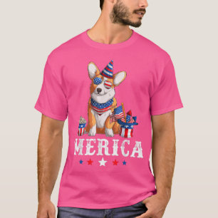 Camiseta Bandera estadounidense Corgi Merica Dog 4 de julio
