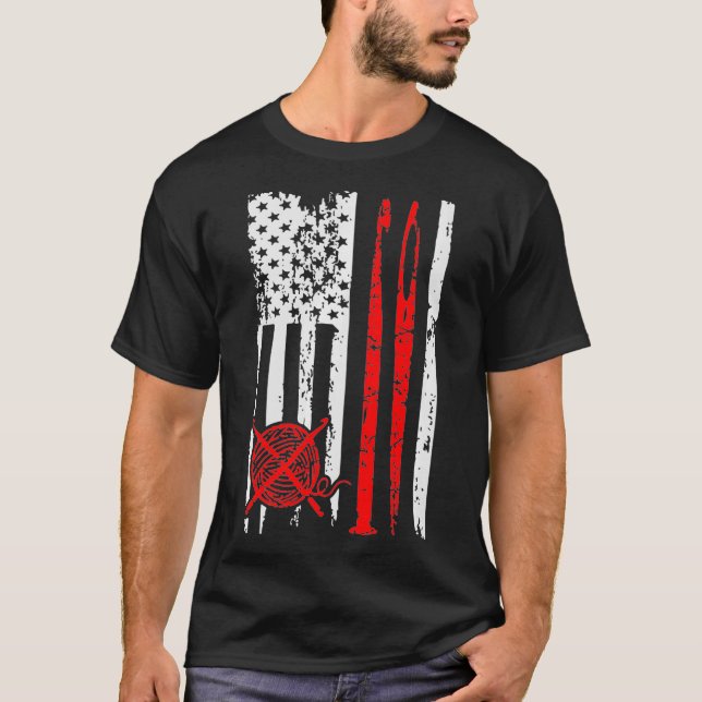 Camiseta Bandera estadounidense Crotcheting Regalo de costu (Anverso)