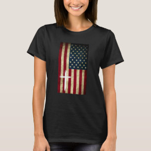 Camiseta Bandera Estadounidense Cruz Fe Cristiana Patriótic