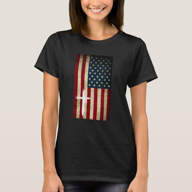 Camiseta Bandera Estadounidense Cruz Fe Cristiana Patriótic (Anverso)