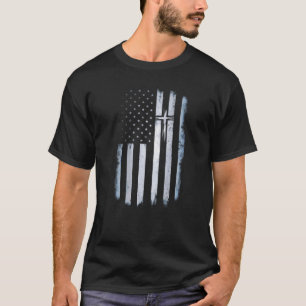 Camiseta Bandera estadounidense cruza patriota cristiana es