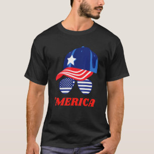 Camiseta Bandera Estadounidense Cuidó Las Gafas De Sol Y El