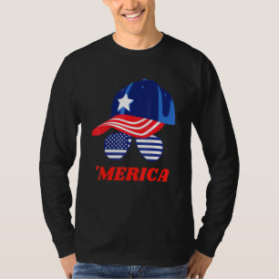 Camiseta Bandera Estadounidense Cuidó Las Gafas De Sol Y El