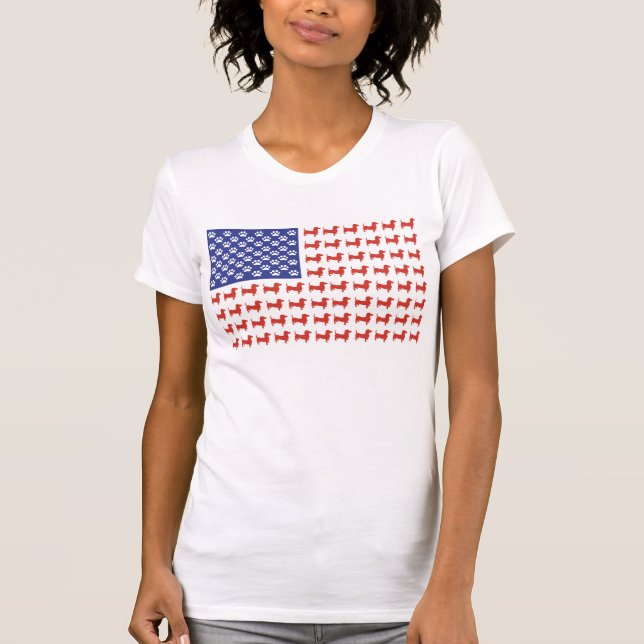 Camiseta Bandera estadounidense Dachshund de Estados Unidos (Anverso)
