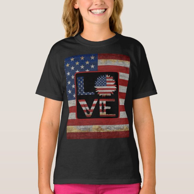 CAMISETA BANDERA ESTADOUNIDENSE DE AMOR TRENDY DISTRIBUYÓ L (Anverso)