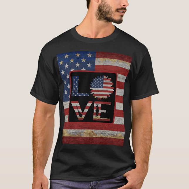 CAMISETA BANDERA ESTADOUNIDENSE DE AMOR TRENDY DISTRIBUYÓ L (Anverso)