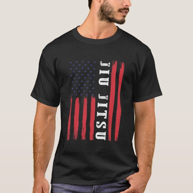 Camiseta Bandera estadounidense de artes marciales Jiu Jits (Anverso)