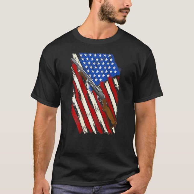 Camiseta Bandera Estadounidense De Atrapamiento En Una Palo (Anverso)