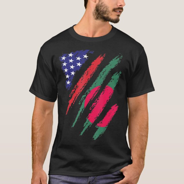 Camiseta Bandera estadounidense de Bangladesh Patriot Herit (Anverso)