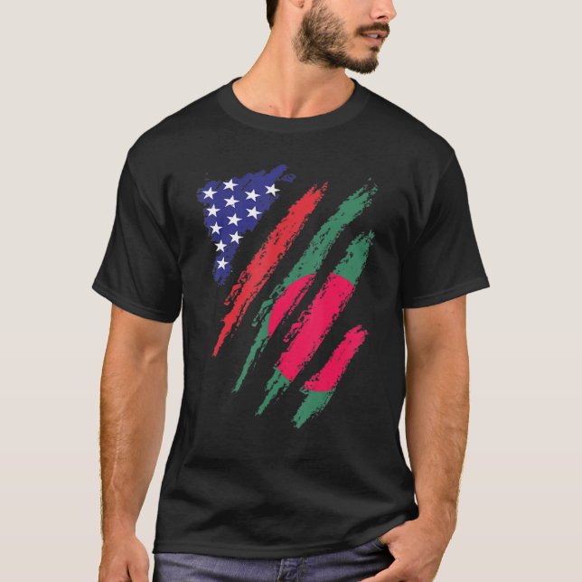 Camiseta Bandera estadounidense de Bangladesh Patriot Herit (Anverso)