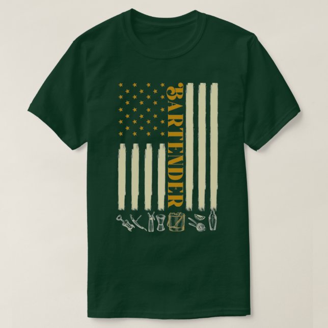 Camiseta Bandera estadounidense de barman (Diseño del anverso)