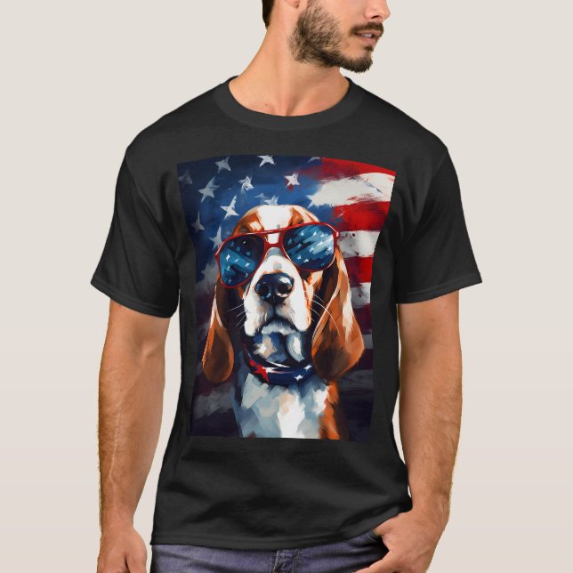 Camiseta Bandera estadounidense de Beagle 4 de julio (Anverso)
