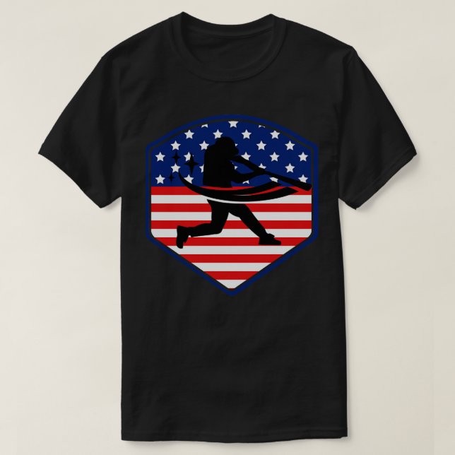 Camiseta Bandera estadounidense de béisbol patriótico (Diseño del anverso)