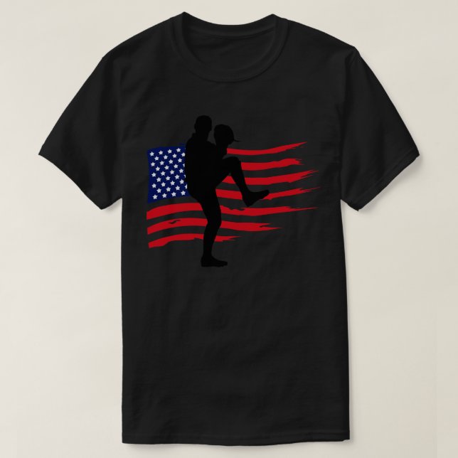 Camiseta Bandera estadounidense de béisbol patriótico 3 (Diseño del anverso)