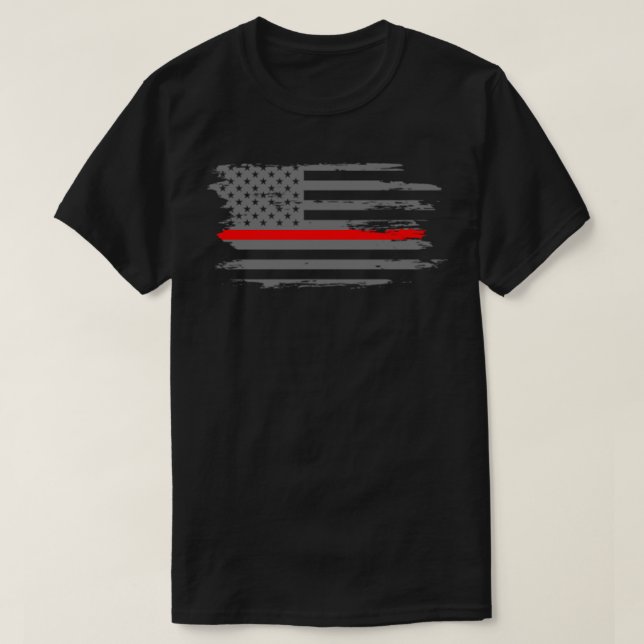 Camiseta Bandera estadounidense de bomberos de delgada líne (Diseño del anverso)