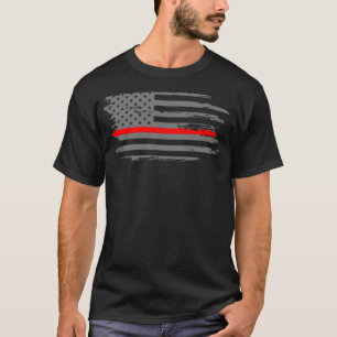 Camiseta Bandera estadounidense de bomberos de delgada líne