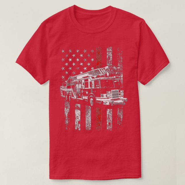Camiseta Bandera estadounidense de bomberos de línea roja d (Diseño del anverso)