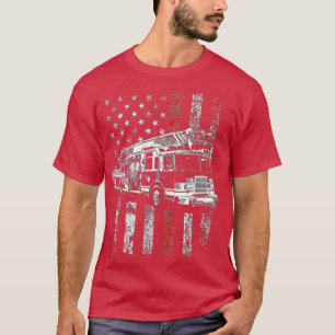 Camiseta Bandera estadounidense de bomberos de línea roja d