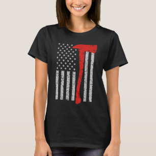 Camiseta Bandera estadounidense de bomberos hacha cola en l