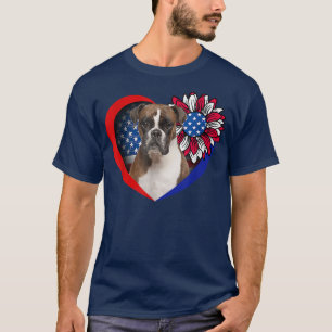 Camiseta Bandera Estadounidense De Boxer Dog Heart American