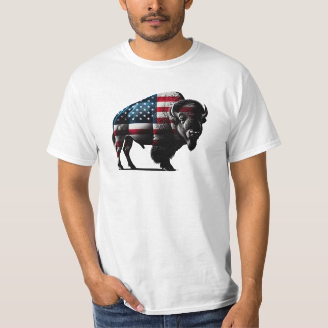 Camiseta Bandera estadounidense de búfalo patriótico (Anverso)