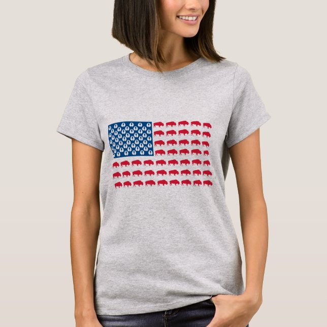 Camiseta Bandera estadounidense de búfalos (Anverso)