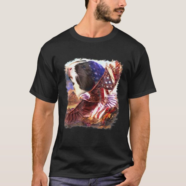 Camiseta Bandera estadounidense de cerdo de Guinea 4 de jul (Anverso)