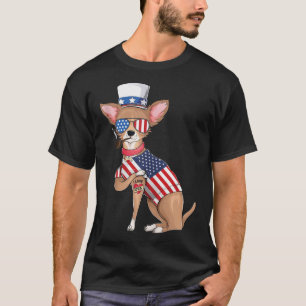 Camiseta Bandera Estadounidense De Chihuahua Dog Merica 4 D