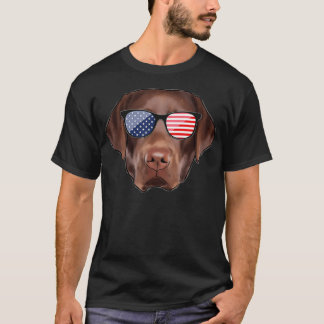 Camiseta Bandera estadounidense de Chocolate Labrador