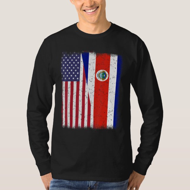 Camiseta Bandera estadounidense de Costa Rica Hombres Hombr (Anverso)