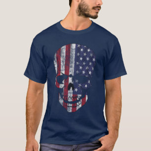 Camiseta Bandera estadounidense de cráneo angustiado