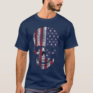Camiseta Bandera estadounidense de cráneo angustiado