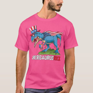 Camiseta Bandera Estadounidense De Dinosaurio 4 De Julio Am