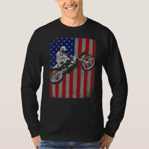 Camiseta Bandera estadounidense de Dirt Bike Rider Motocros