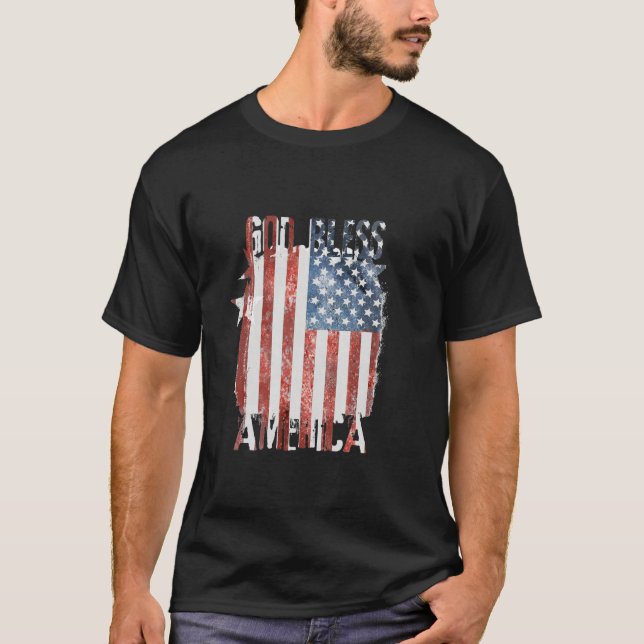 Camiseta Bandera estadounidense de estilo angustiado bendic (Anverso)